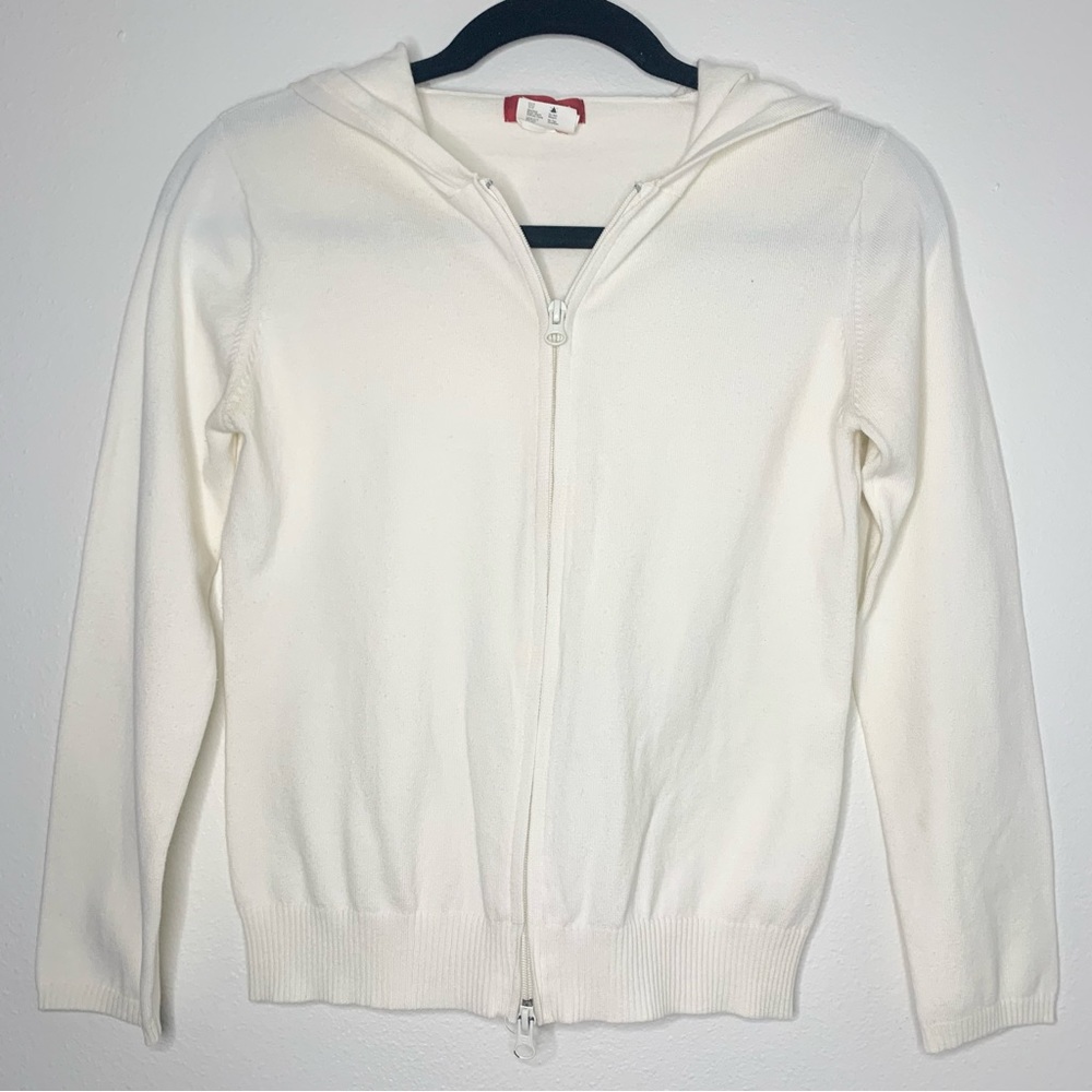 Esprit | Hooded Cream Cardigan with Dual Zipper - Medium